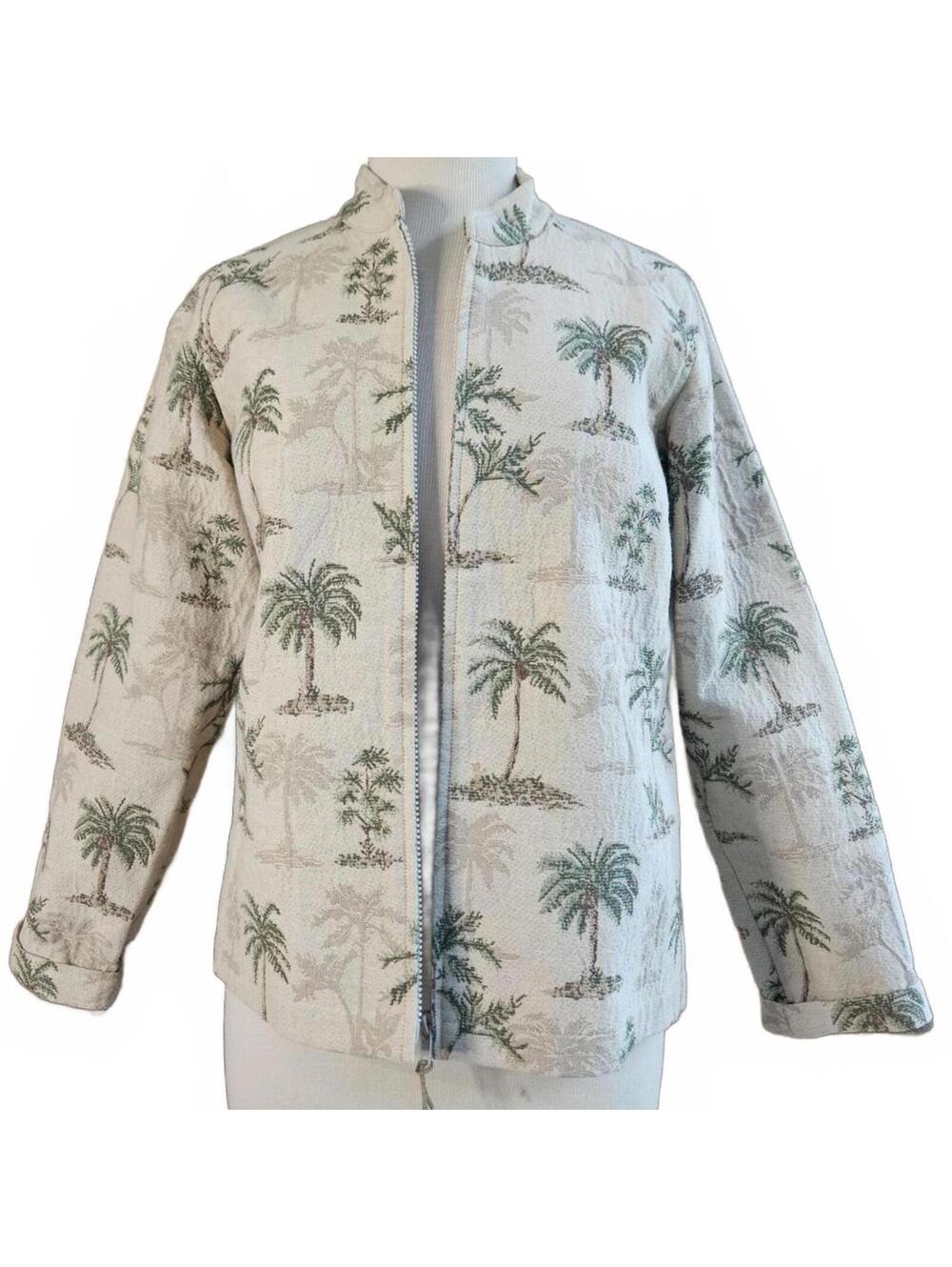 vintage tapestry preswick & moore palm tree light jacket medium, cotton blend